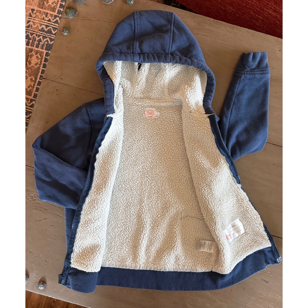 Wonder Nation Kids Navy Blue Sherpa Lined Full Zip Fleece Hoodie Small 6-7